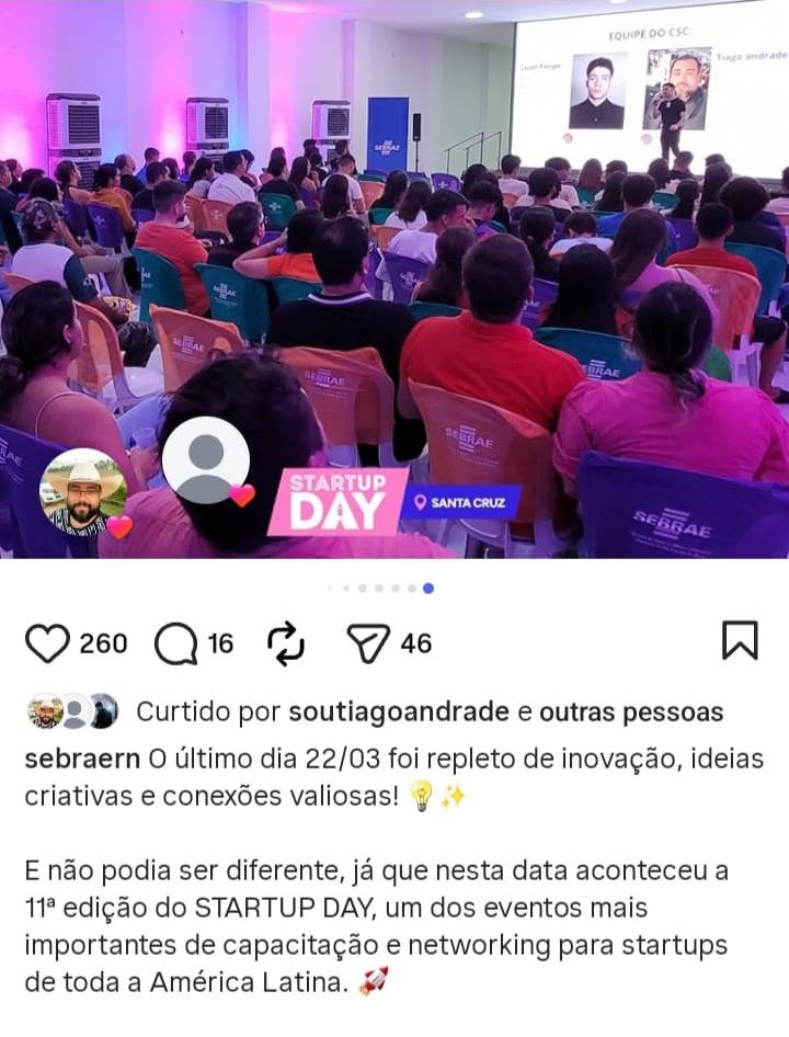 Luan Felipe no Startup Day Sebrae — 11ª edição, Santa Cruz RN
